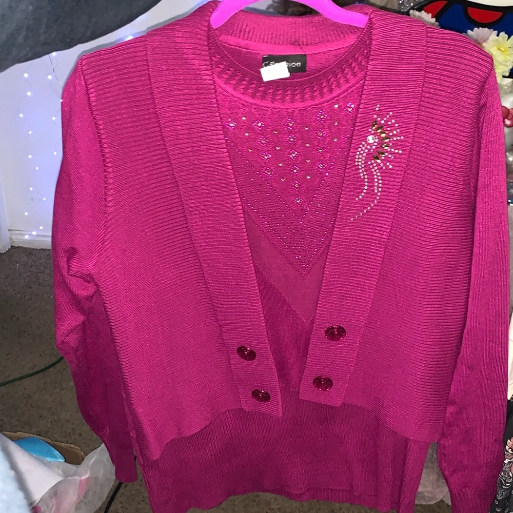 🦋 C Fashion Magenta Shirt/Cardigan Combo